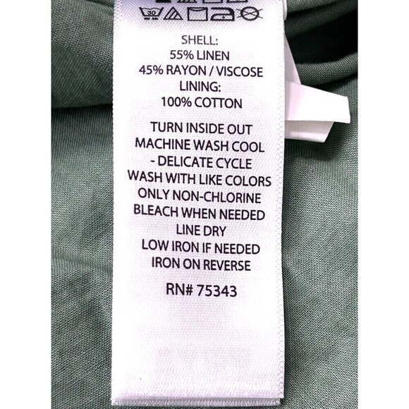 Nicole Miller M Dress Sage Linen Blend Tiered Maxi Boho Cottage Flowy Lagenlook - Picture 11 of 11